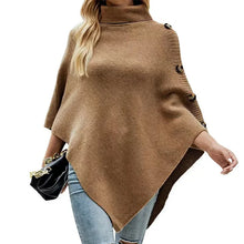 Fashion Winter Women Turtleneck Irregular Loose Pullover Shawl Cape Sweater Solid Color Autumn Knitted Long Tops Casual Clothing
