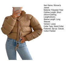 Women's Fall Winter Solid Cotton-Padded Coat Puffer Jacket Coats For Women Bubble Outerwear Cropped Loose Lightweight Clothing