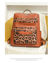 Soft Leopard Interior Compartment Fashion Backpacks Sewing Thread Large Capacity High Quality Bags for Women Pu Women's Handbags