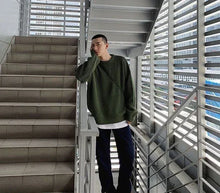 Knit Sweater Male Crewneck Round Collar Pink Men's Clothing Pullovers Solid Color Plain Korean Style Y2k Streetwear Fashion 2025