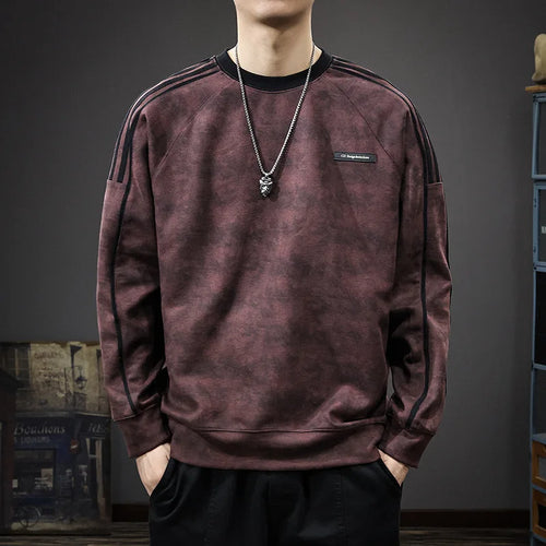 New Winter Warm Plush Sweatshirt Men's Round Neck Pullover Trendy Casual Versatile Top