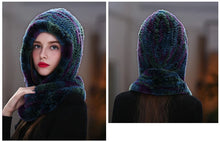 Winter Hats for Woman Fall Cap Warm Natural Fur Hat with Neck Scarves Bonnets Women Knitted Real Rex Rabbit Fur Hat Hooded Scarf