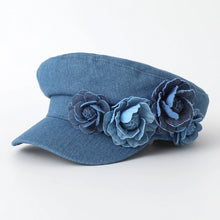 Western Style Oversized Floral Beret, Navy Sun Hat with UV Protection & Breathable Design for Women/Unisex Casual Outdoor