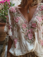 Casual Short Sleeve Loose Commute Tee-shirts Summer V-neck Jacquard Commute Blouse Fashion Lace Embroidery Floral Pullovers Tops