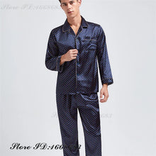 Plus Size Men's Sleepwear 2PCS Pajamas Set Spring Autumn Long Sleeve Trouser Pijamas Suit Loungewear Loose Silk Satin Home Wear