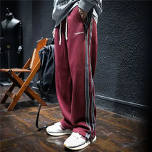 Straight Autumn and Winter Cotton Hip-hop Striped Trousers Male Sports Pants Wide Leg Men's Sweatpants Jogger Big Tall Man Long
