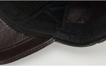 Hot Sale Casual Real Leather Earflap Cap Men Real Cowhide Leather Caps Male Fall Winter Genuine Real Cow Leather Baseball Hats