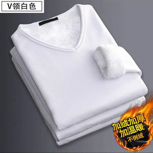 Korean Clothing Casual Men's White Thermal Fleece COTTON Fall Winter Underwear Long Sleeve Men's Oversize T-shirt Tee Shirt