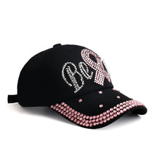 HOPE Believe Pink Ribbon Sparkly Denim Cap Breast Cancer Awareness Washed Dad Hats Rhinestone Bling Breast Cancer Survivor Gifts