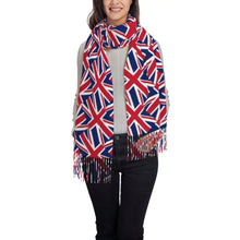 Custom UK Flag Tassel Scarf Women Winter Warm Shawl Wrap