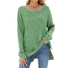 Fashion Casual Solid Color  Neck Long Sleeve Women Pullover Top