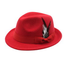 Men Top Hat Winter Autumn Elegant Feather Felts Hat Men Adjustable Jazz Soft Woolen Hat Holiday Party Carnival Dirndl Cap