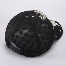 Summer Lace Flowers Baseball Caps for Women Butterfly Rhinestone Breathable Mesh Snapback Hat Hip Hop Hat Fashion Sun Hat Gorras
