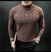 High Quality Half High Collar Knitted Sweater for Men Casual Business Pullover Sweater Slim Fit Warm Knitwear Tops Autumn Winter