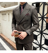 High-quality, fashionable, stylish, versatile and trendy wedding dress sets, dinner sets, men's slimming double-breasted suit se