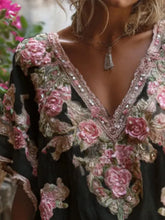 Casual Short Sleeve Loose Commute Tee-shirts Summer V-neck Jacquard Commute Blouse Fashion Lace Embroidery Floral Pullovers Tops