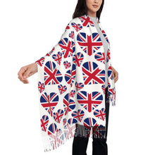 Custom UK Flag Tassel Scarf Women Winter Warm Shawl Wrap