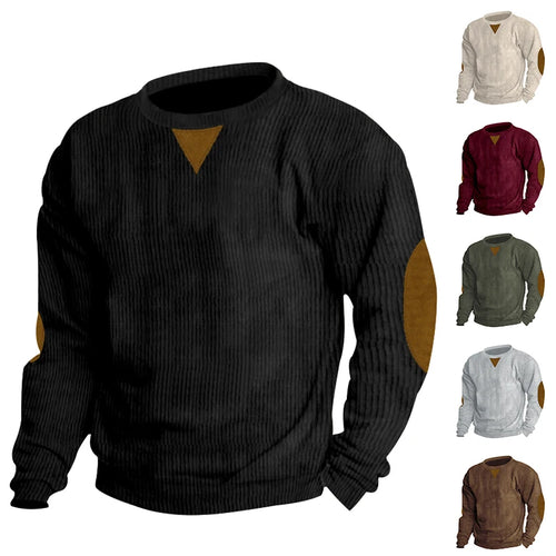 Autumn Winter Men's Corduroy  Long sleeved Sports T-Shirt Wear resistant & Thermal