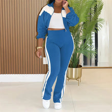 Doyerl Striped Casual Tracksuits Woman 2 Piece Sets Active Wear Joggers Workout Zipper Jacket Top and Sweatpant Ensemble Sport