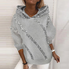 Fashion Trend Autumn and Winter Pop Hot Sequins Printed Loose Hoodie Woman