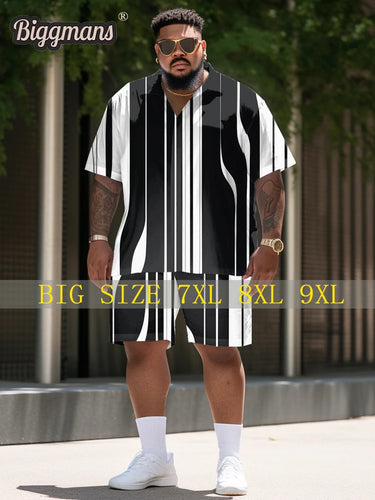 Biggmans Big And Tall Shirt Set For Men's Clothing Fashion Summer Short -sleeved shorts Leisure Sports Man Plus size Printing