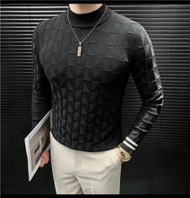 High Quality Half High Collar Knitted Sweater for Men Casual Business Pullover Sweater Slim Fit Warm Knitwear Tops Autumn Winter