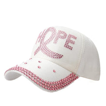HOPE Believe Pink Ribbon Sparkly Denim Cap Breast Cancer Awareness Washed Dad Hats Rhinestone Bling Breast Cancer Survivor Gifts