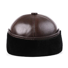 New Winter Cowhide Leather Warm Bomber Hats For Men Fur Wool Plush Thickened Coldproof Earmuffs Hats Natural Genuine Leather Cap