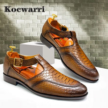 Leather Men's Sandals Snake Pattern Dress Shoes Casual Style