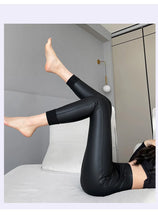 Autumn Winter Women's Leggings Pu Leather Pants Push Up Trousers Warm Black High Waist Tights