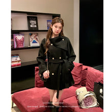 2025 Fall and Winter New Women Tops Coat Wool Blends Turn Down Collar Long Sleeve Double Breasted A Line Female Coats Clothing