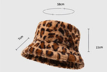Hat Woman Winter Show Face Little Leopard Print Fisherman Hat Woman Versatile Warm Pot Hat Ins Plush Bucket Hat
