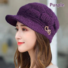 Winter Warm Hat Knitted Hat Casual Fashion Mom Cap Grandmother Hat Plush Thickened Fleece-Lined Warm Wool Christmas Gift