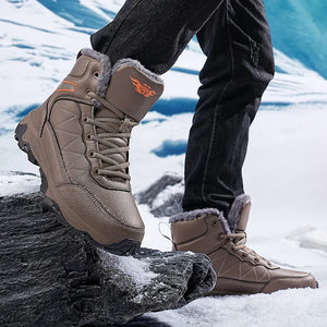 Men's Winter Snow Boots Waterproof Pu Leather Fast Shipping Sneakers Shoes Big Size39-48