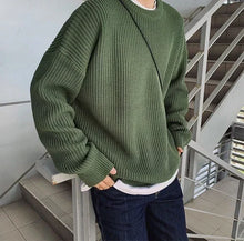 Knit Sweater Male Crewneck Round Collar Pink Men's Clothing Pullovers Solid Color Plain Korean Style Y2k Streetwear Fashion 2025