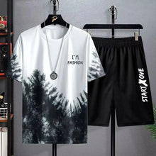 Men's sets 2025 men Sport Two Piece Set Thin Casual Wear Comfortable Lightweight Leisure White Eagle Print Sports T-shirts set