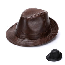 Men's Gentlemen's Fedora Hat Genuine 100% Cowhide Leather Trilby Cap Real Cowhide Leather Jazz Casual Autumn Winter Top Cap