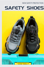 Big Size Men and Women Rotary Buckle Work Safety Shoes Men Air Soft Sole Lightweight Sneakers Protective Fashion Work Shoes