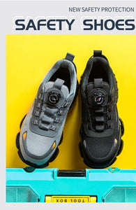 Big Size Men and Women Rotary Buckle Work Safety Shoes Men Air Soft Sole Lightweight Sneakers Protective Fashion Work Shoes