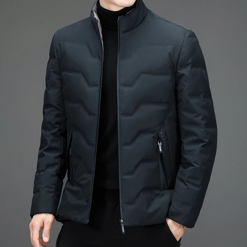 New Men's Lightweight Duck Down Jackets 2025 Autumn Winter Business Casual Warm Puffer Coat Windproof Solid Padded Tops Clothing