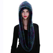 Winter Hats for Woman Fall Cap Warm Natural Fur Hat with Neck Scarves Bonnets Women Knitted Real Rex Rabbit Fur Hat Hooded Scarf