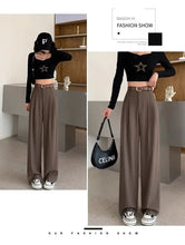 Fashion High Waist Wide Leg  Fall Baggy Black Trouser Office Ladies Full Length