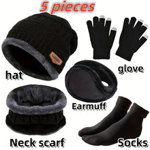 Men's winter hat, outdoor winter scarf, gloves, neckline, one plus cashmere insulated knit hat and socks