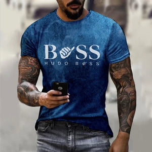 Men's round neck short sleeved T-shirt, 3D printed large casual sweater, fashionable trend, summer