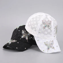 Summer Lace Flowers Baseball Caps for Women Butterfly Rhinestone Breathable Mesh Snapback Hat Hip Hop Hat Fashion Sun Hat Gorras