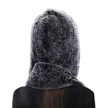 Winter Hats for Woman Fall Cap Warm Natural Fur Hat with Neck Scarves Bonnets Women Knitted Real Rex Rabbit Fur Hat Hooded Scarf