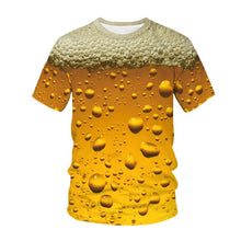 New 3D Printing Beer T-shirt Men‘s Cool Short-Sleeves Tees Fashion Oversize