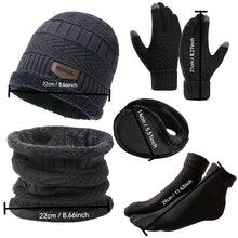 Men's winter hat, outdoor winter scarf, gloves, neckline, one plus cashmere insulated knit hat and socks