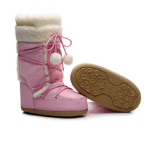 Women Snow Boots Warm Plush Comfortable Platform Shoes Lady Lace-up Mid-Calf Pink Boots Non-slip Winter Shoes Booties