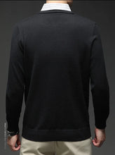 Men's Knit Sweater with Shirt Collar - Gray Vintage Style Fake Layered Business Casual Pullover Old Money Style Top